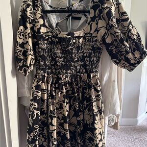 Free People Elegant Black and Cream Floral Dress